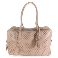 Beige Perforated Soft Calf Bauletto Bag