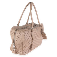 Beige Perforated Soft Calf Bauletto Bag