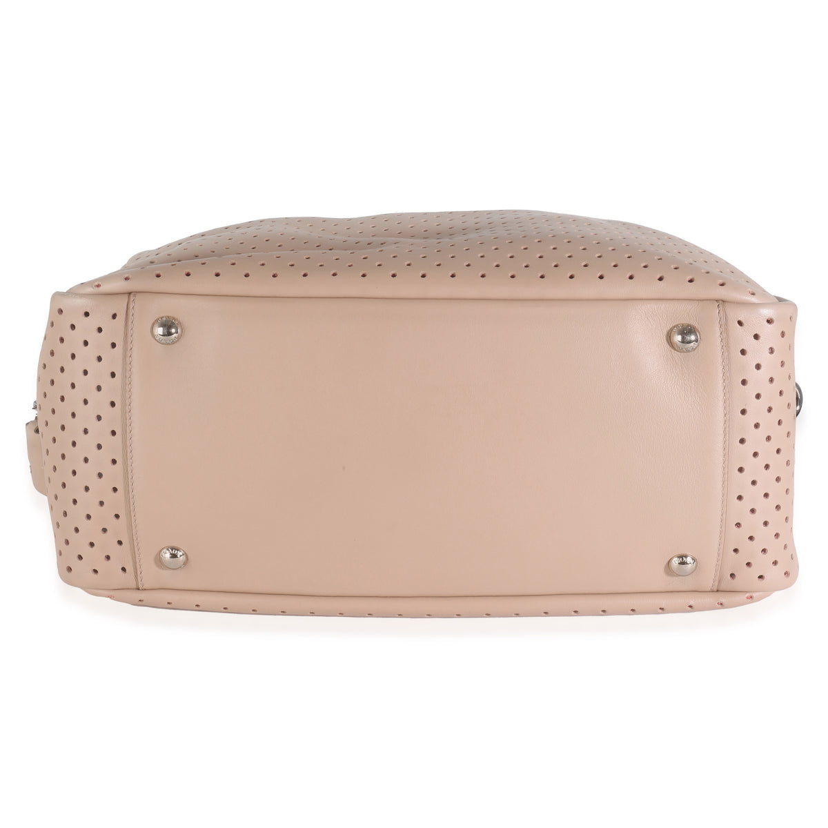 Beige Perforated Soft Calf Bauletto Bag