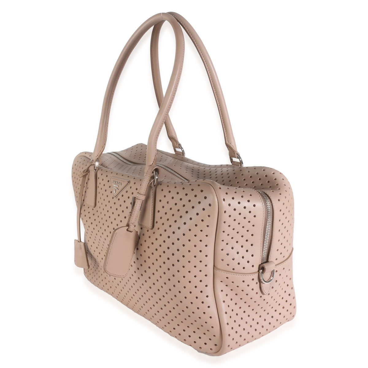 Beige Perforated Soft Calf Bauletto Bag