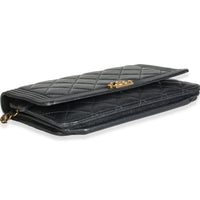 Chanel Gunmetal Quilted Lambskin Boy Wallet On Chain Handbag clasp