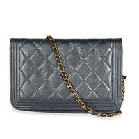 Gunmetal Quilted Lambskin Boy Wallet On Chain