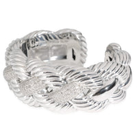 Woven Cable Cuff Bracelet With Diamonds in Sterling Silver 2.42 CTW