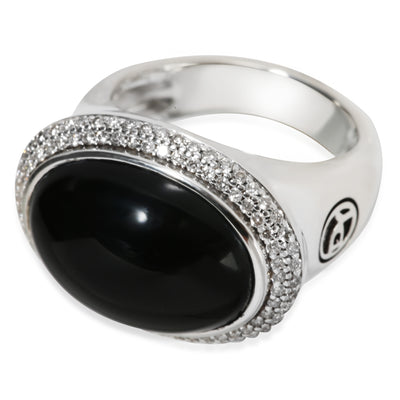 Signature Oval Onyx Ring in  Sterling Silver 0.48 CTW