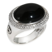 Signature Oval Onyx Ring in  Sterling Silver 0.48 CTW