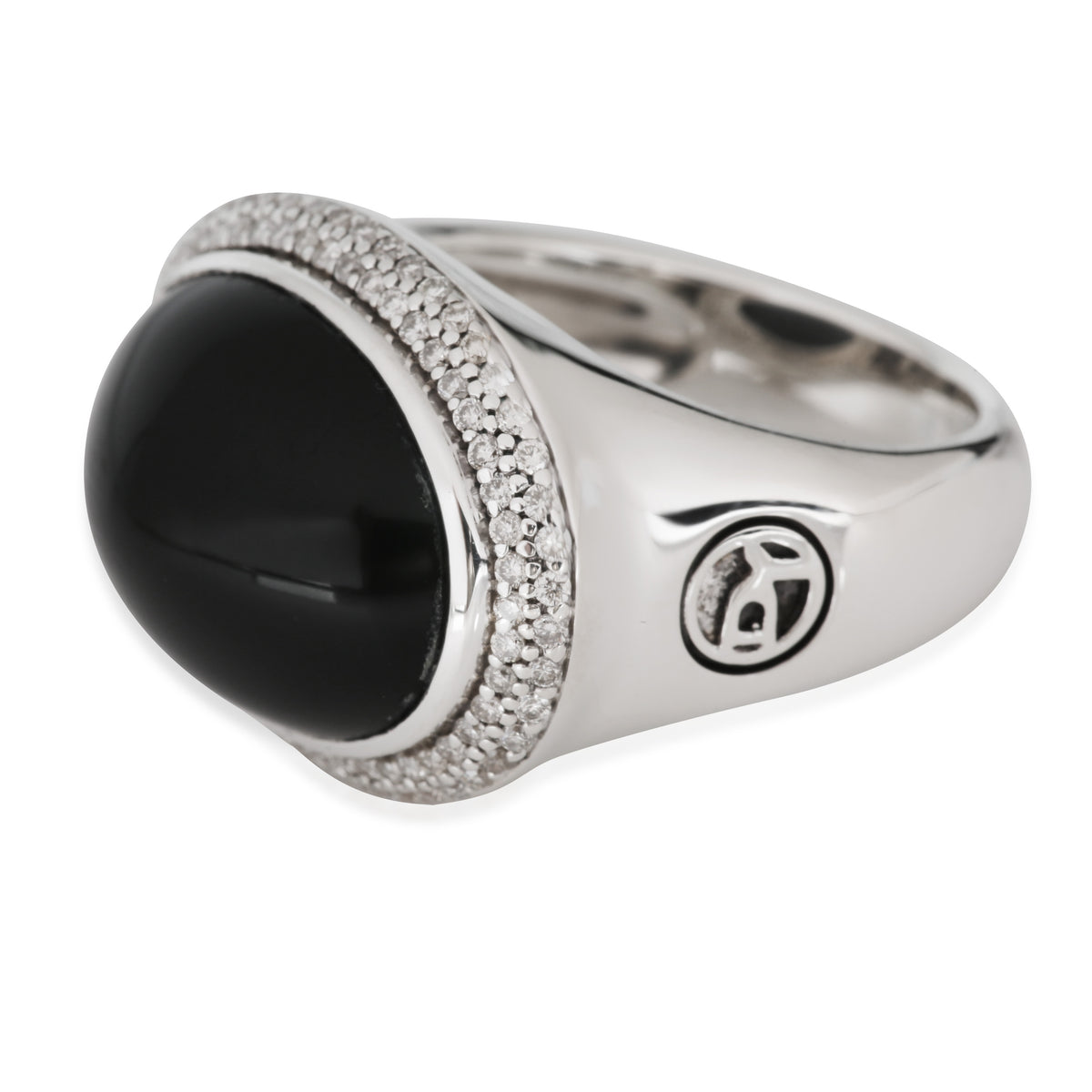 Signature Oval Onyx Ring in  Sterling Silver 0.48 CTW