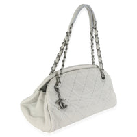 11P Silver Iridescent Calfskin Just Mademoiselle Bowling Bag