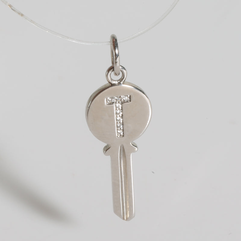 Mini Diamond Key Charm in 18k White Gold 0.04 CTW