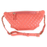 Pink Crumpled Quilted Calfskin Bi Classic Waist Bag