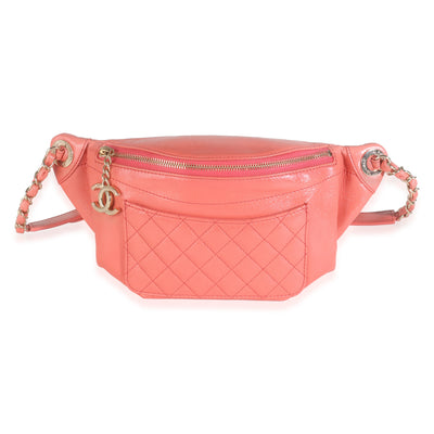 Pink Crumpled Quilted Calfskin Bi Classic Waist Bag