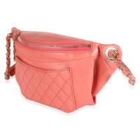 Pink Crumpled Quilted Calfskin Bi Classic Waist Bag