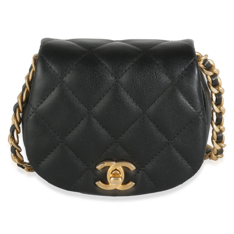 Black Quilted Lambskin Mini Coco Mail Clutch With Chain