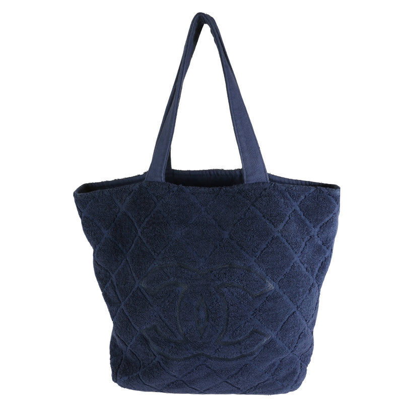 Navy Quilted Terry Cloth CC Tote