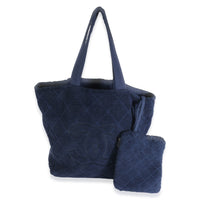 Navy Quilted Terry Cloth CC Tote