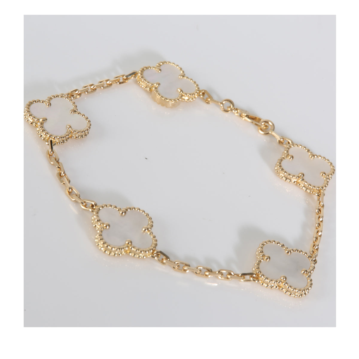 Alhambra Mother Of Pearl Bracelet in 18k Yellow Gold