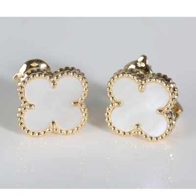 Alhambra Mother Of Pearl Earrings in 18k Yellow Gold