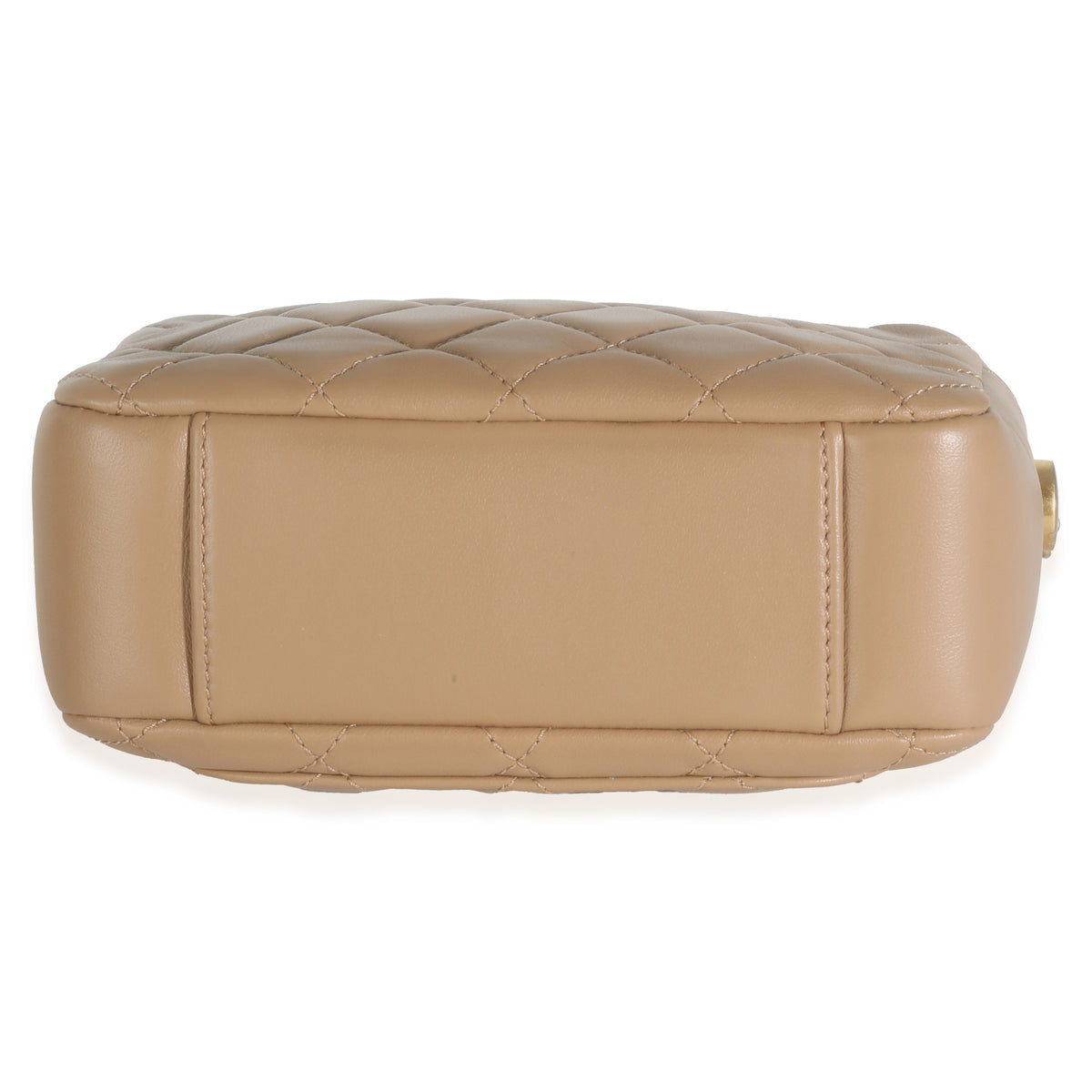 Beige Quilted Lambskin Pearl Crush Camera Case