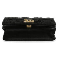 Black Velvet Camellia Mini Coin Purse With Chain