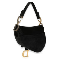 Black Velvet Crystal Mini Saddle Bag