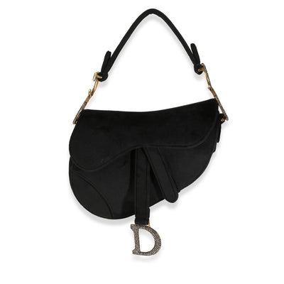 Black Velvet Crystal Mini Saddle Bag