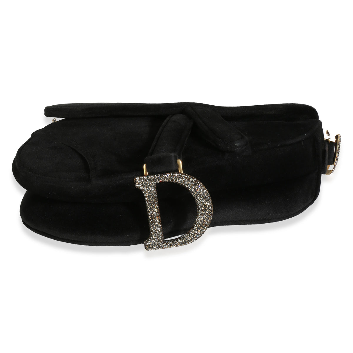 Black Velvet Crystal Mini Saddle Bag