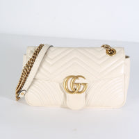 White Matelasse Calfskin Small GG Marmont Bag