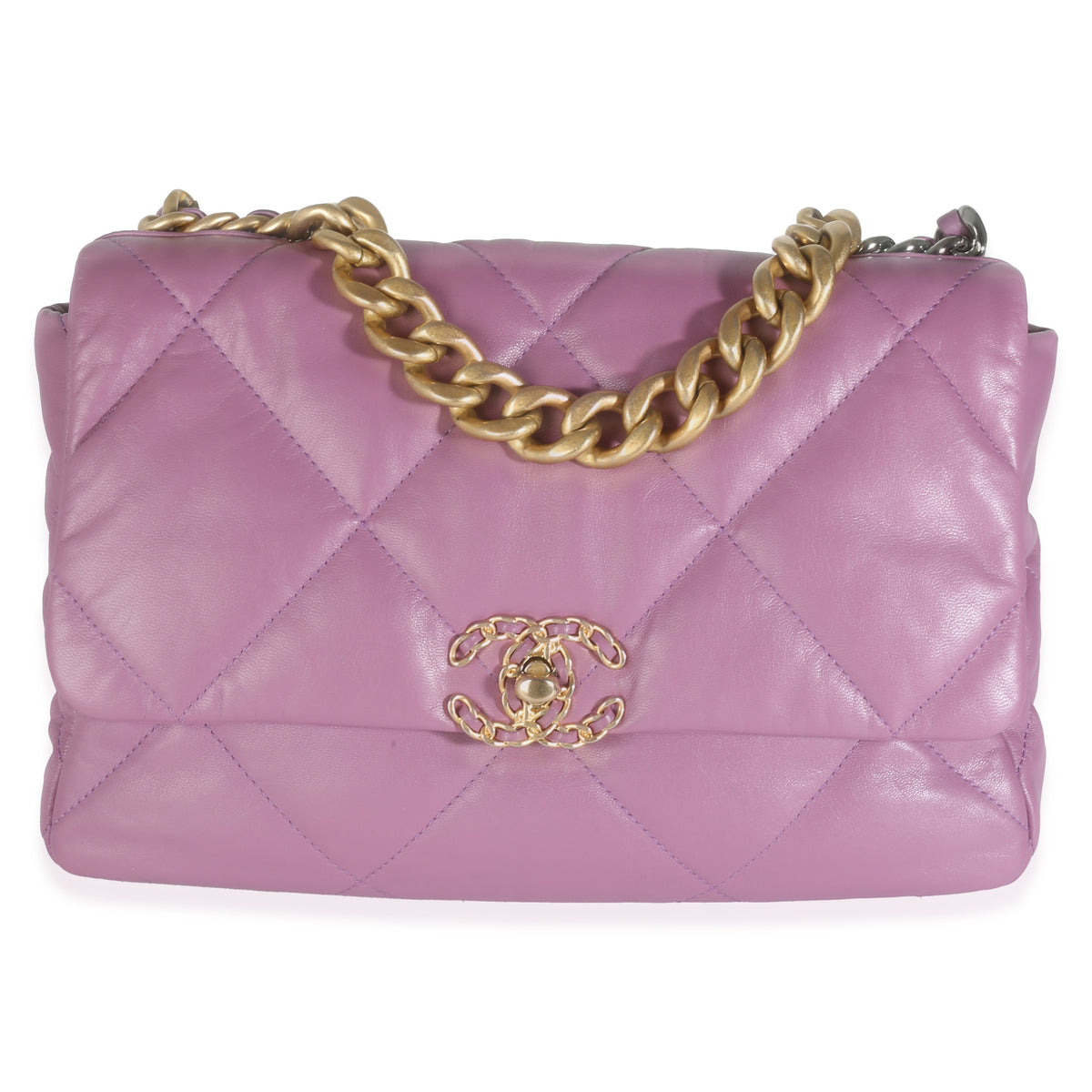 20B Purple Quilted Lambskin Large Chanel 19 Flap Bag