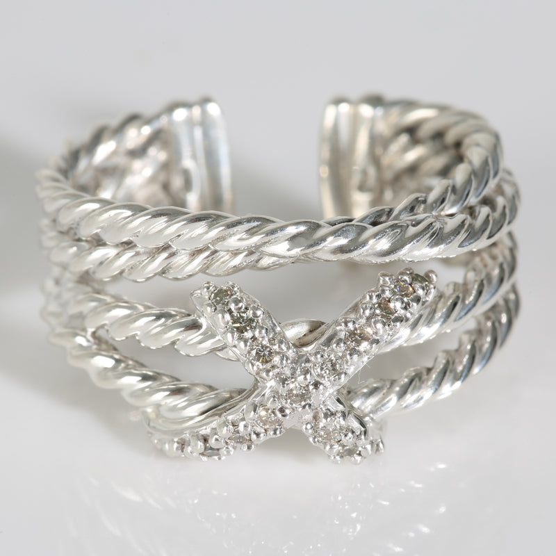 Crossover Ring in  Sterling Silver 0.13 CTW