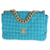 Blue Tweed Large Chanel 19 Flap Bag