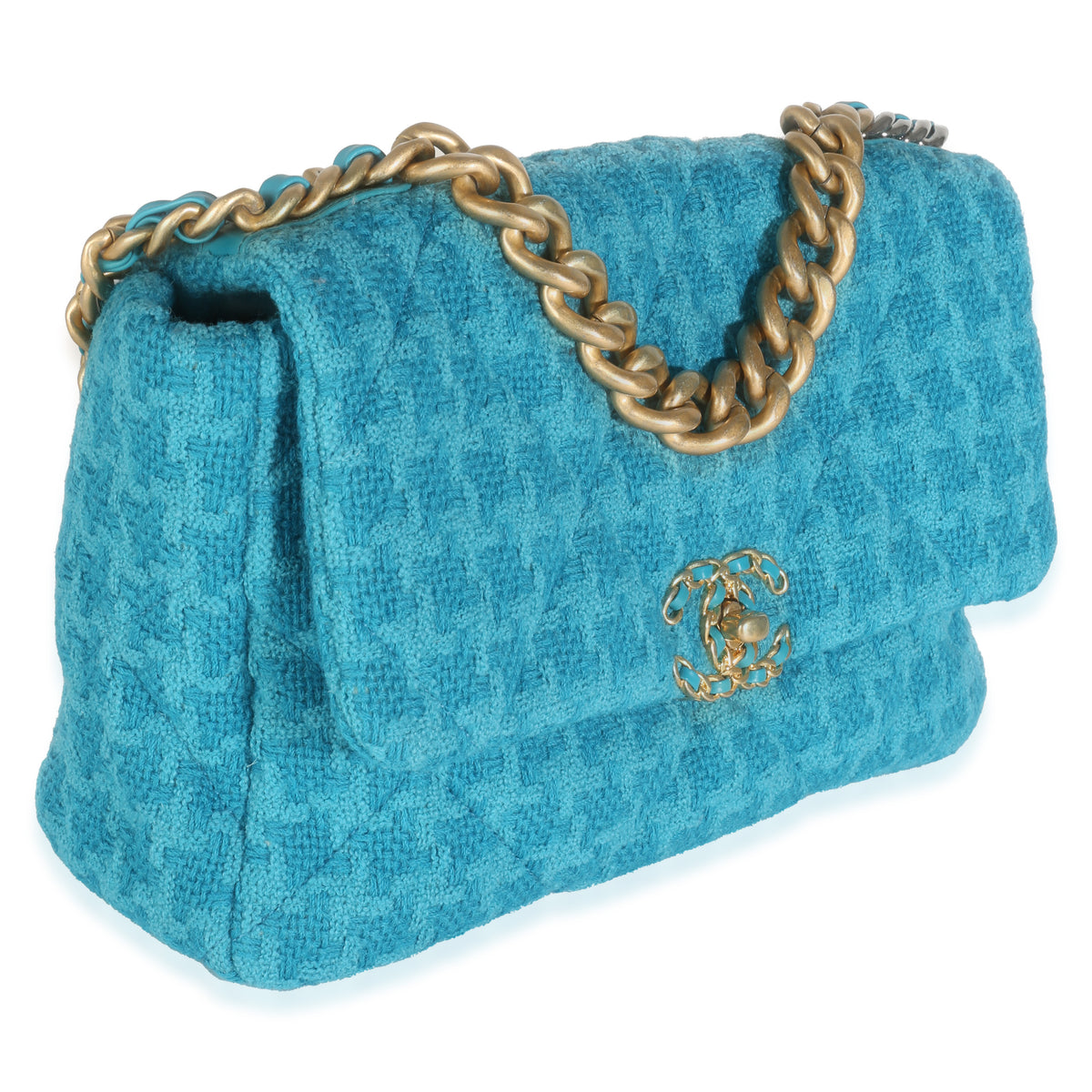 Blue Tweed Large Chanel 19 Flap Bag