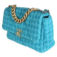 Blue Tweed Large Chanel 19 Flap Bag