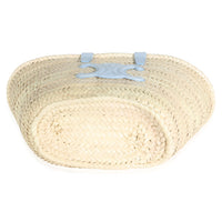 Blue Beige Raffia Teen Triomphe Panier Basket Bag