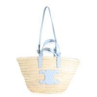 Blue Beige Raffia Teen Triomphe Panier Basket Bag