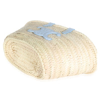 Blue Beige Raffia Teen Triomphe Panier Basket Bag