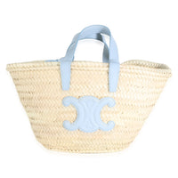 Blue Beige Raffia Teen Triomphe Panier Basket Bag