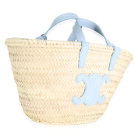 Blue Beige Raffia Teen Triomphe Panier Basket Bag