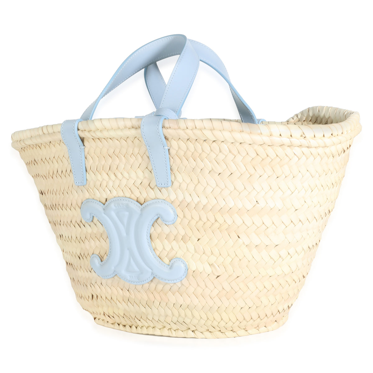 Blue Beige Raffia Teen Triomphe Panier Basket Bag