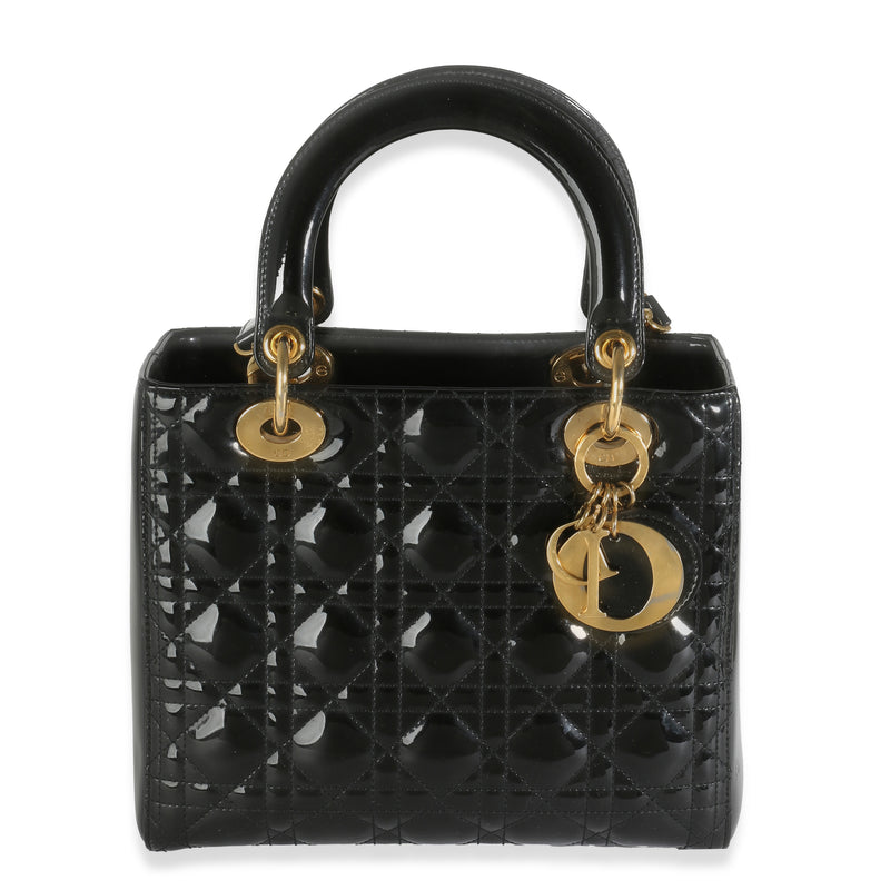 Black Patent Cannage Medium Lady Dior