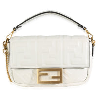 White Nappa FF 1974 Embossed Mini Baguette