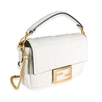 White Nappa FF 1974 Embossed Mini Baguette