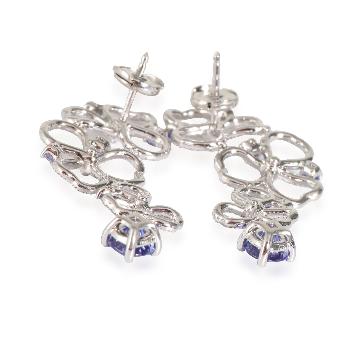 Paper Flowers Tanzanite Earrings in 18k White Gold 0.56 CTW