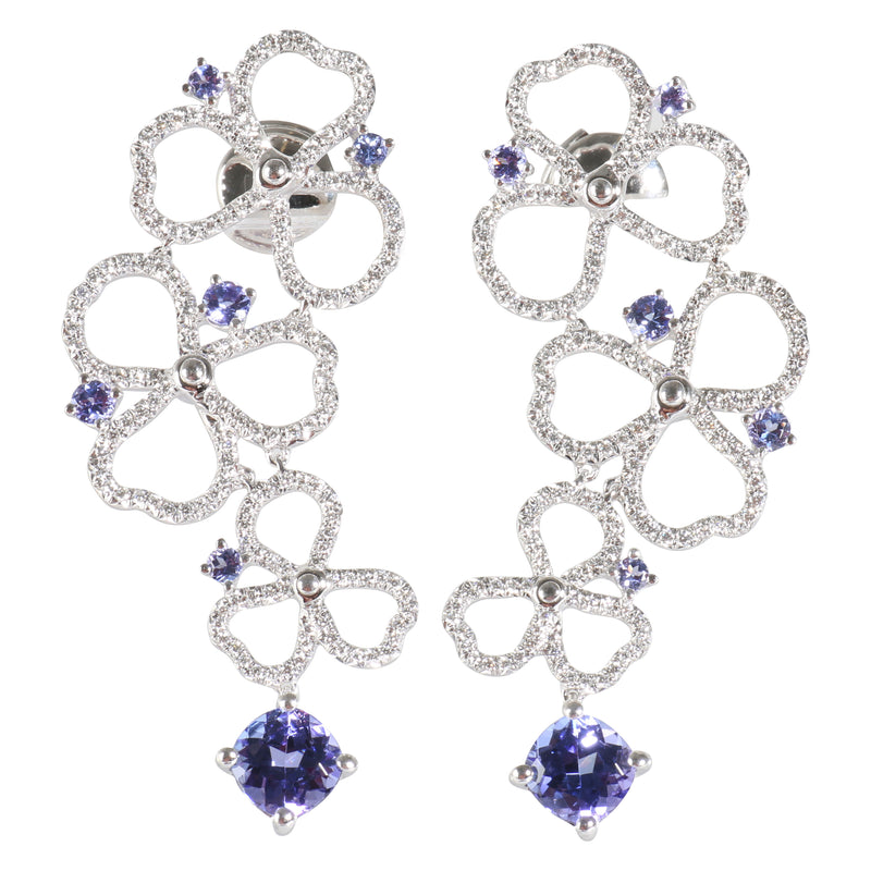 Paper Flowers Tanzanite Earrings in 18k White Gold 0.56 CTW