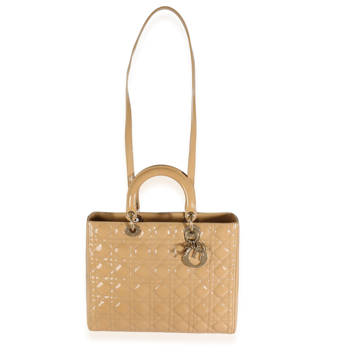 Beige Patent Cannage Large Lady Dior