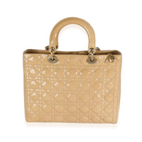 Beige Patent Cannage Large Lady Dior