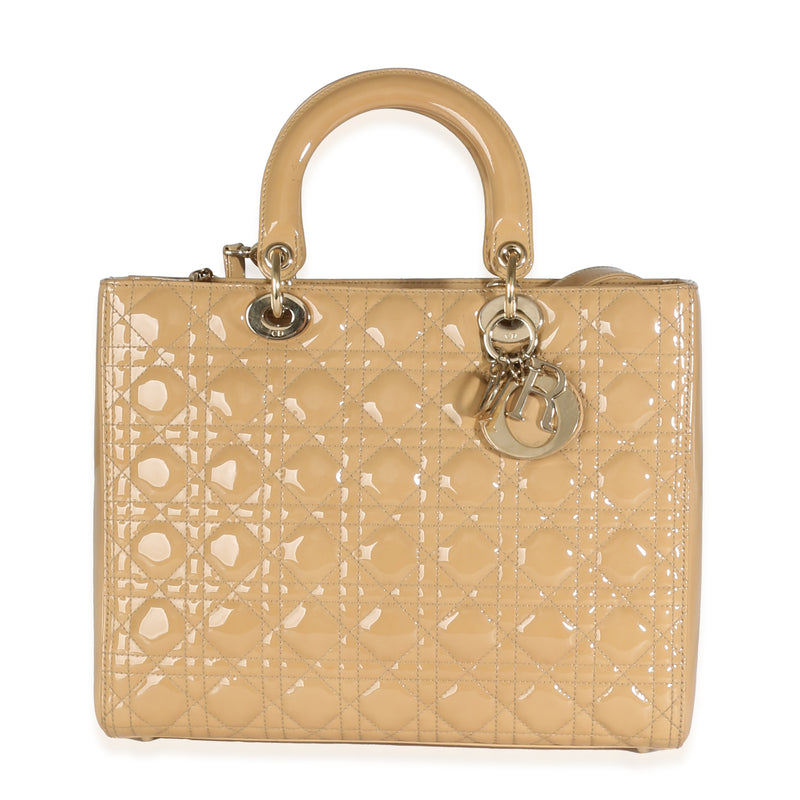 Beige Patent Cannage Large Lady Dior