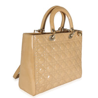 Beige Patent Cannage Large Lady Dior