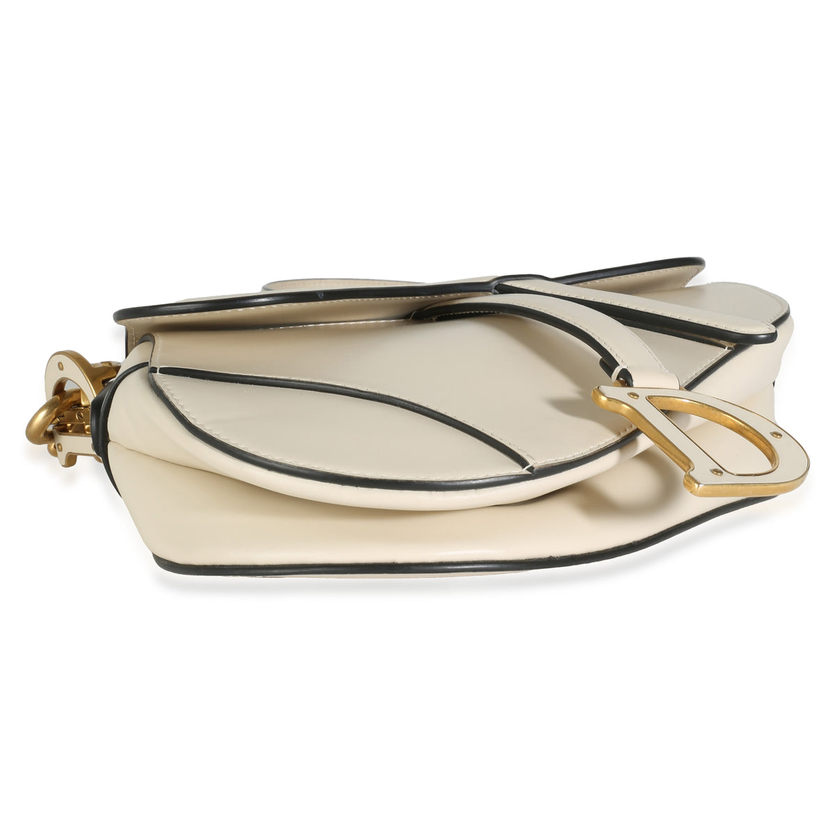 Ivory Calfskin Medium Saddle Bag