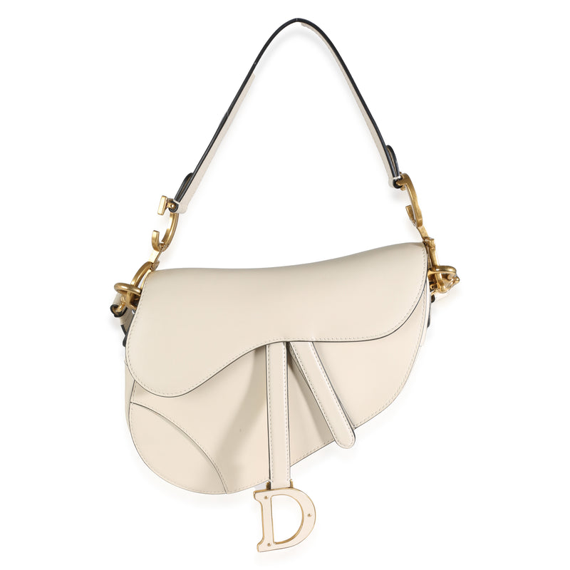 Ivory Calfskin Medium Saddle Bag