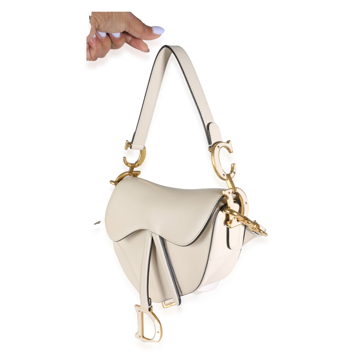 Ivory Calfskin Medium Saddle Bag