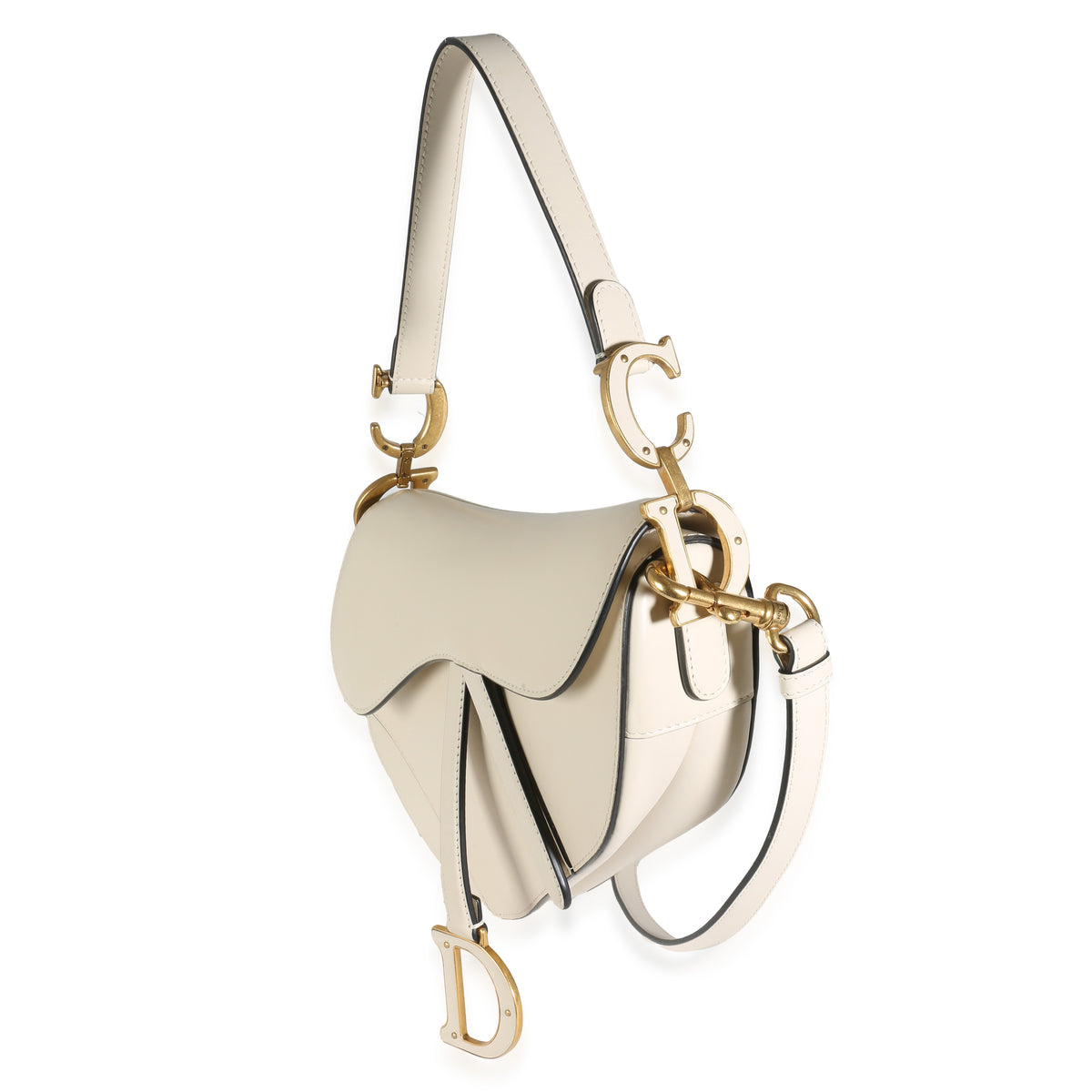 Ivory Calfskin Medium Saddle Bag